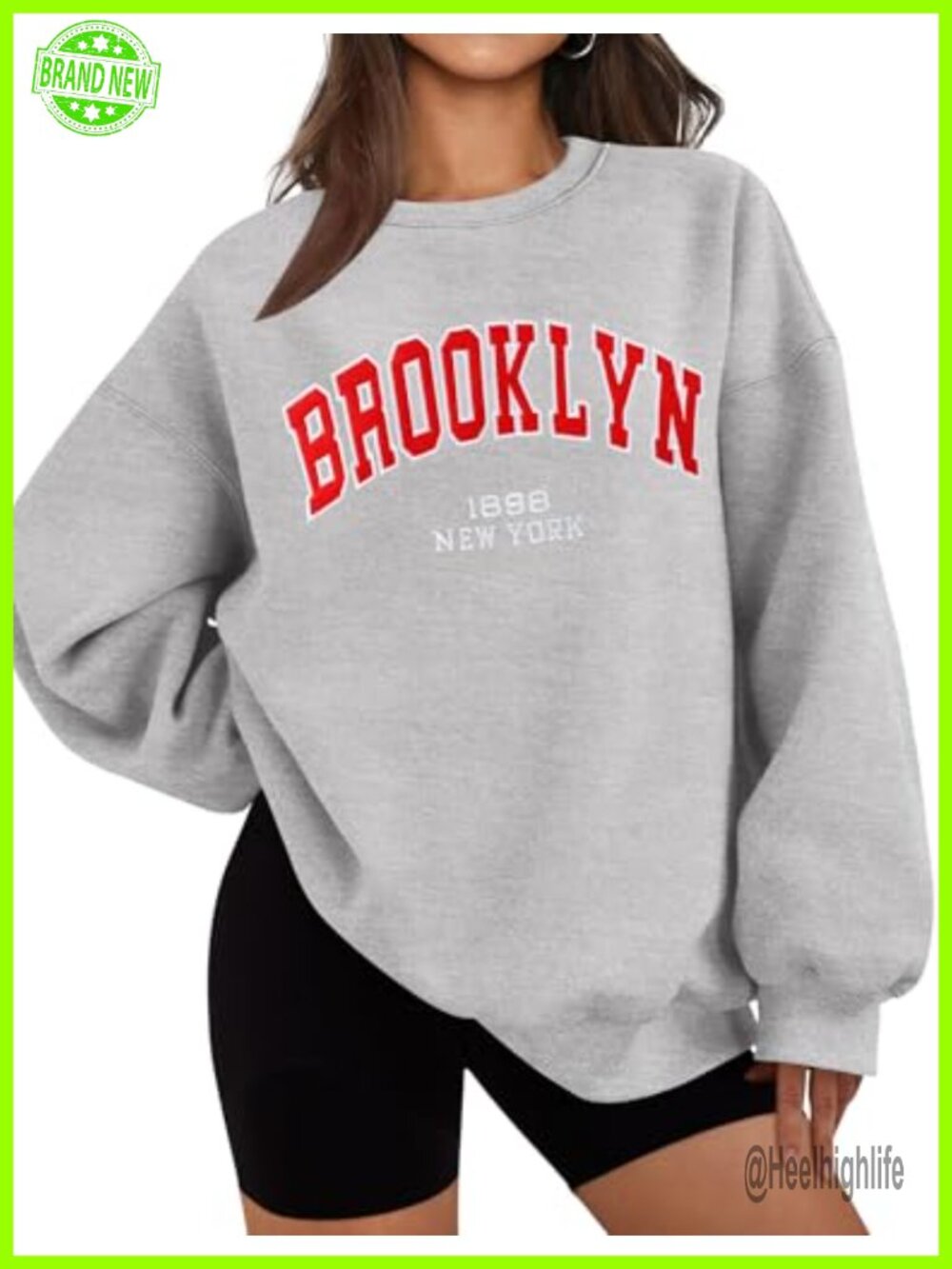 Oversized Crewneck Fleece Sweatshirt Embroidered Graphic Pullover